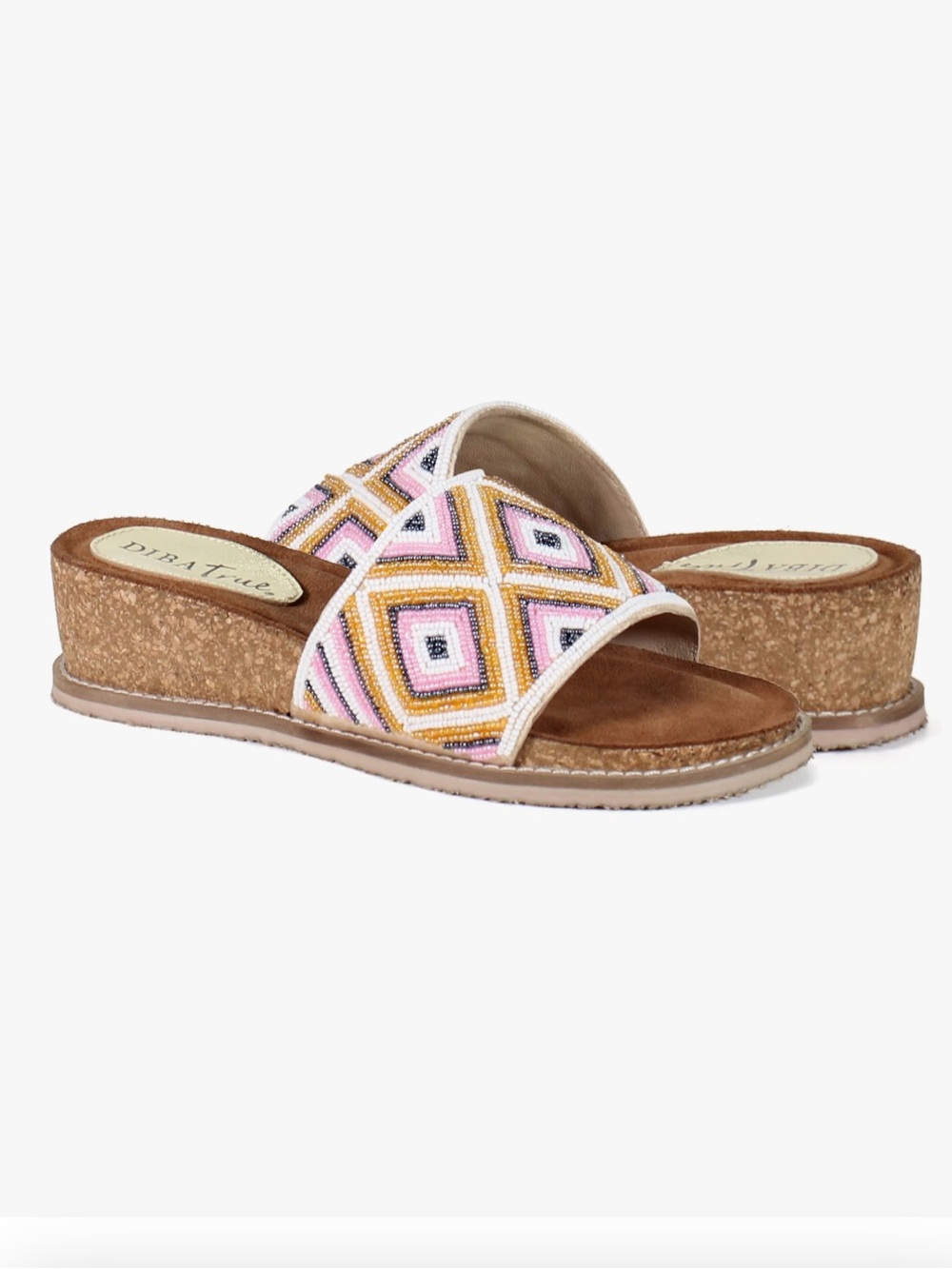 Diba True "Sun Catcher" Beaded Low Wedge Sandals 9